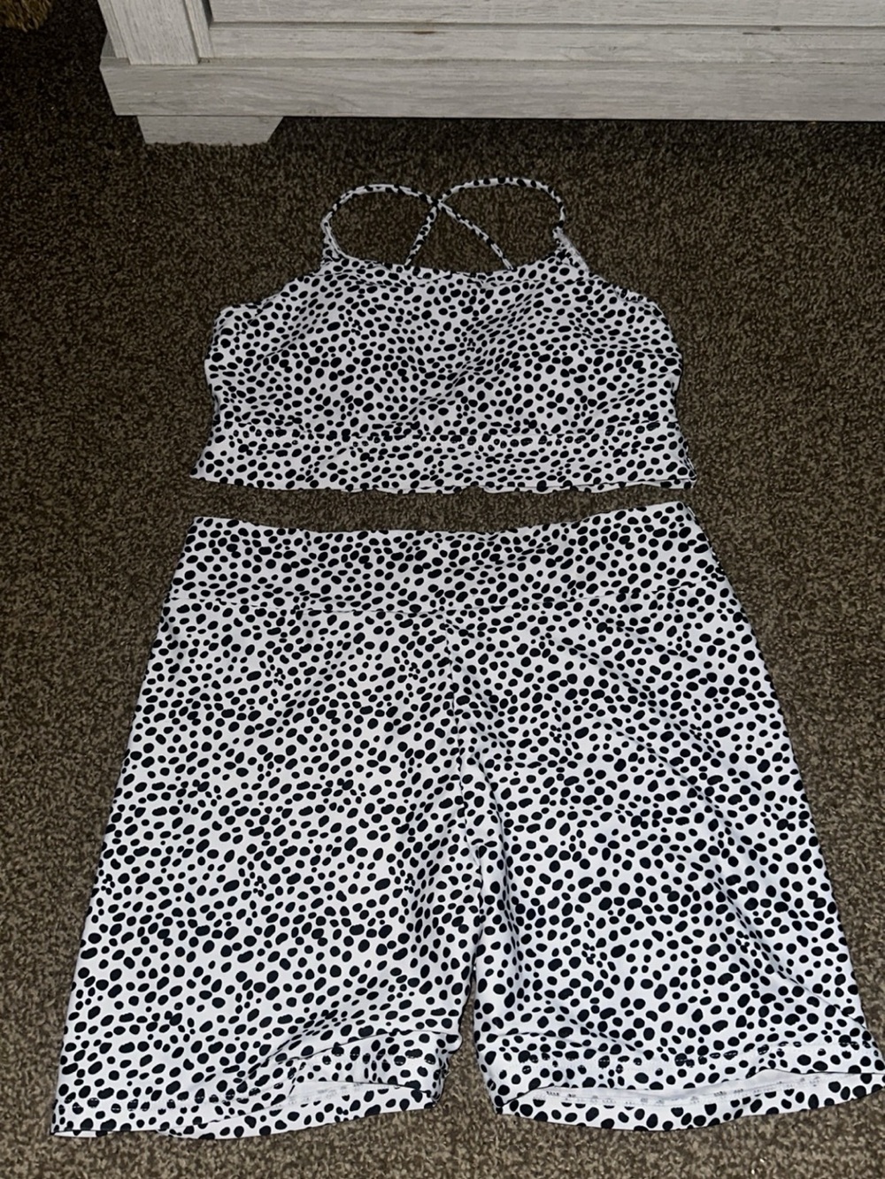 Black and White Spotted Two-Piece Swim Set